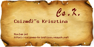 Csizmás Krisztina névjegykártya